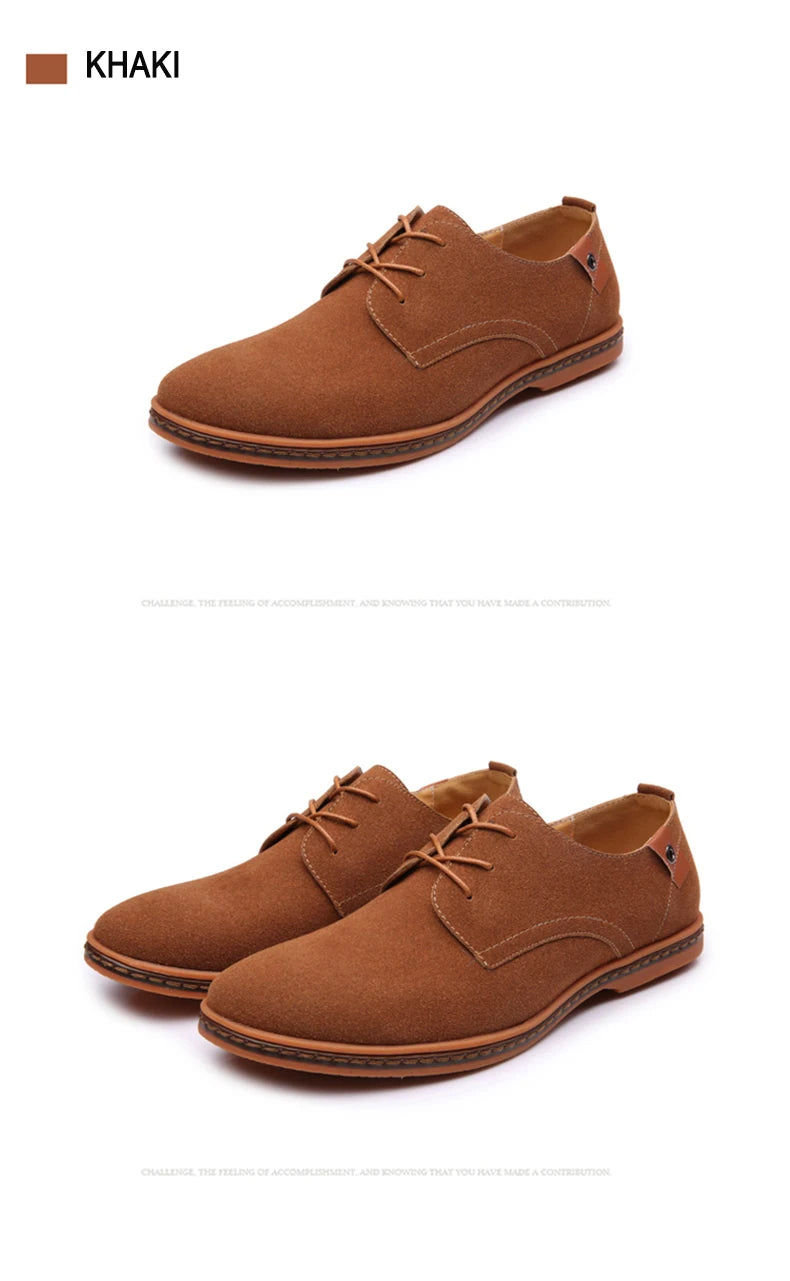 2024 Men’s Suede Leather Shoes – Oxford Casual Sneakers, Large Sizes