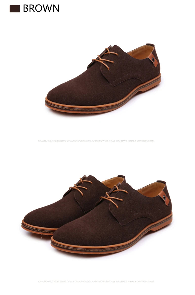 2024 Men’s Suede Leather Shoes – Oxford Casual Sneakers, Large Sizes