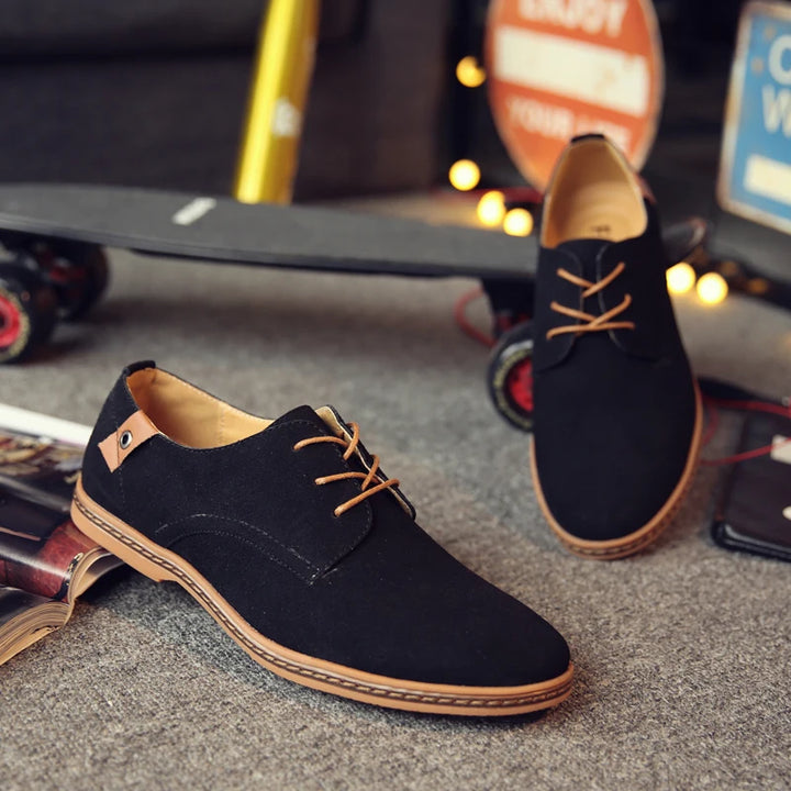2024 Men’s Suede Leather Shoes – Oxford Casual Sneakers, Large Sizes