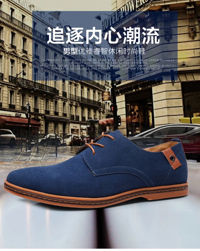 2024 Men’s Suede Leather Shoes – Oxford Casual Sneakers, Large Sizes