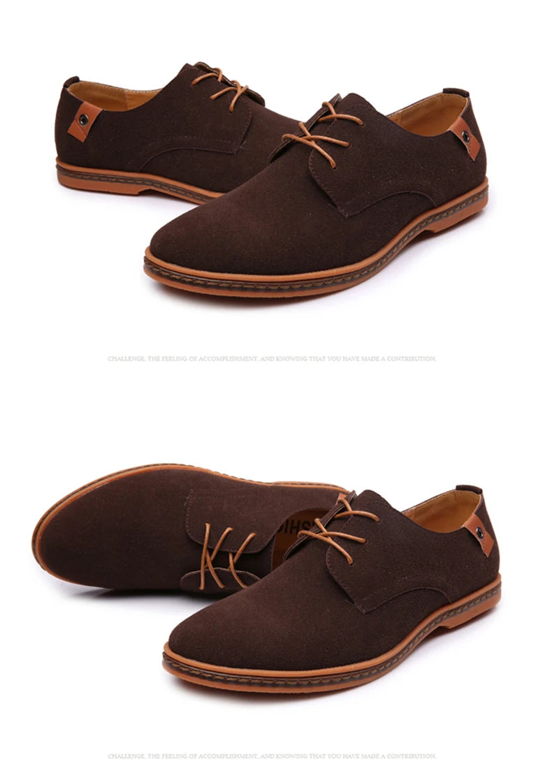 2024 Men’s Suede Leather Shoes – Oxford Casual Sneakers, Large Sizes