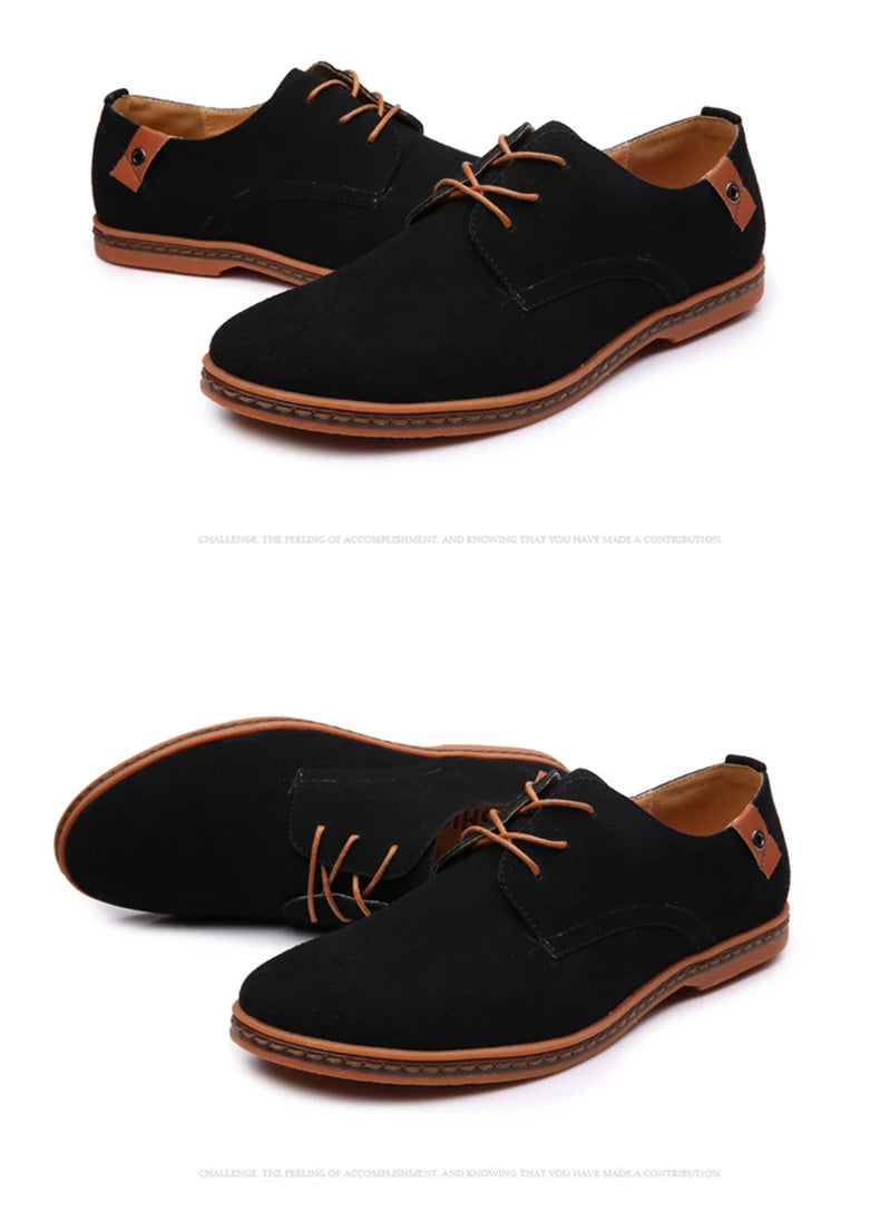 2024 Men’s Suede Leather Shoes – Oxford Casual Sneakers, Large Sizes