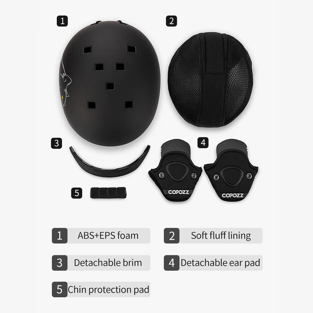 COPOZZ Cartoon Ski Helmet – Half-Cover Safety Helmet for Adults & Kids