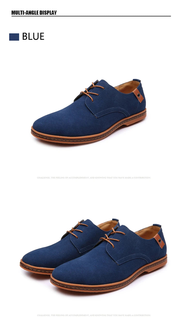 2024 Men’s Suede Leather Shoes – Oxford Casual Sneakers, Large Sizes