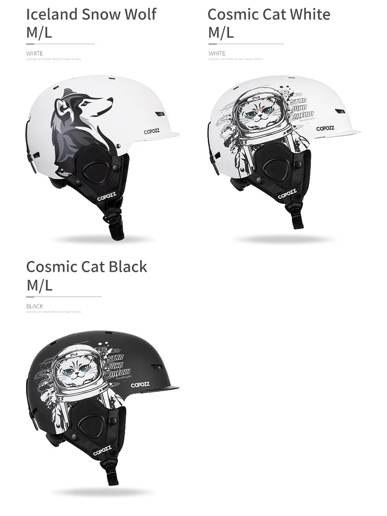 COPOZZ Cartoon Ski Helmet – Half-Cover Safety Helmet for Adults & Kids