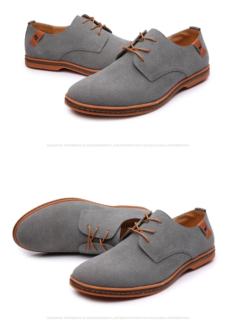 2024 Men’s Suede Leather Shoes – Oxford Casual Sneakers, Large Sizes