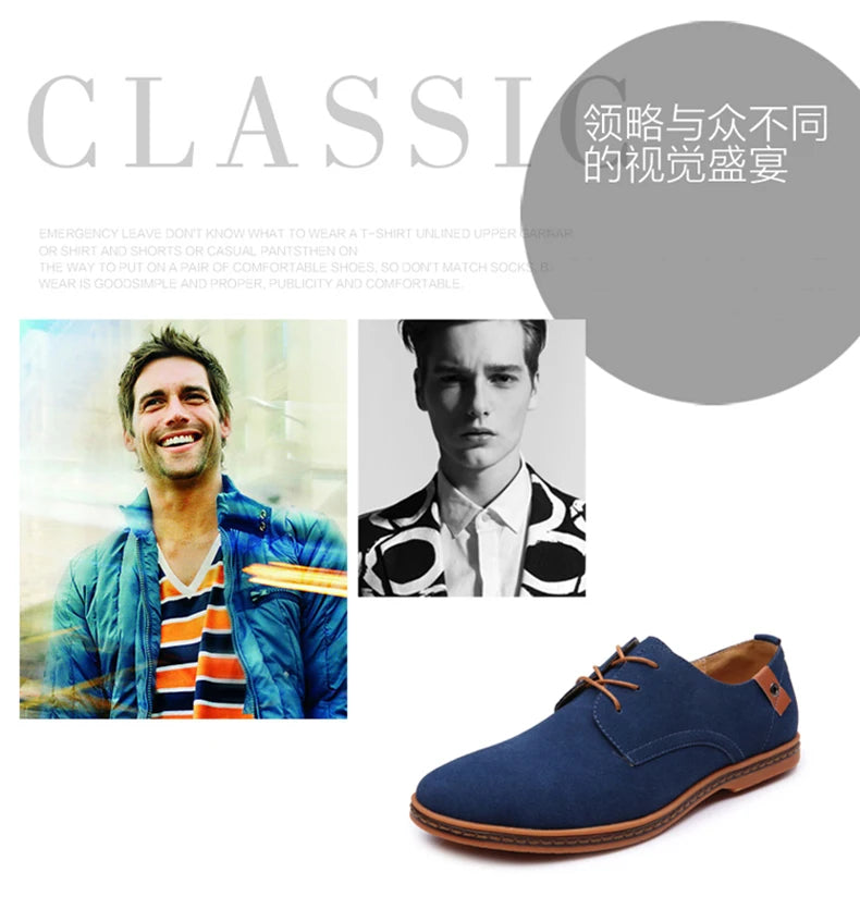 2024 Men’s Suede Leather Shoes – Oxford Casual Sneakers, Large Sizes