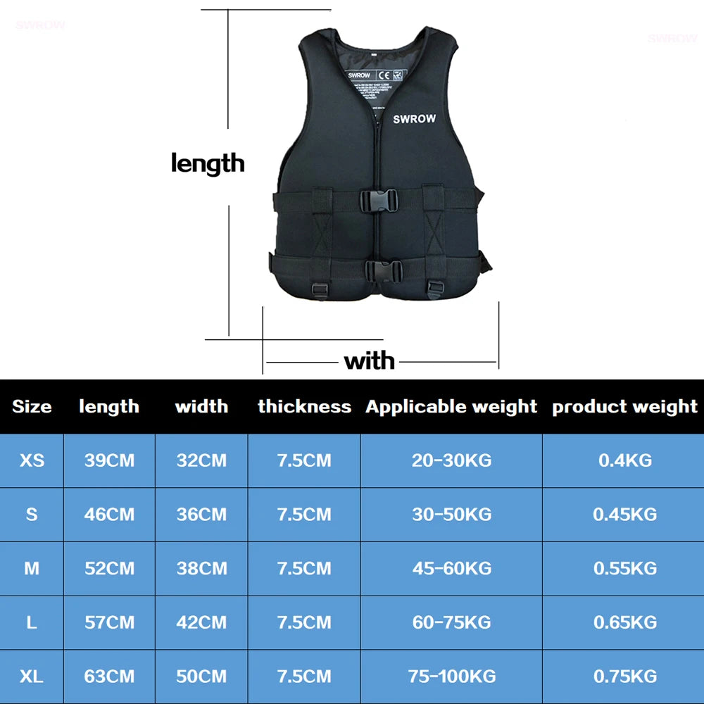 Neoprene Life Jacket – Adult & Kids Buoyancy Vest for Water Sports