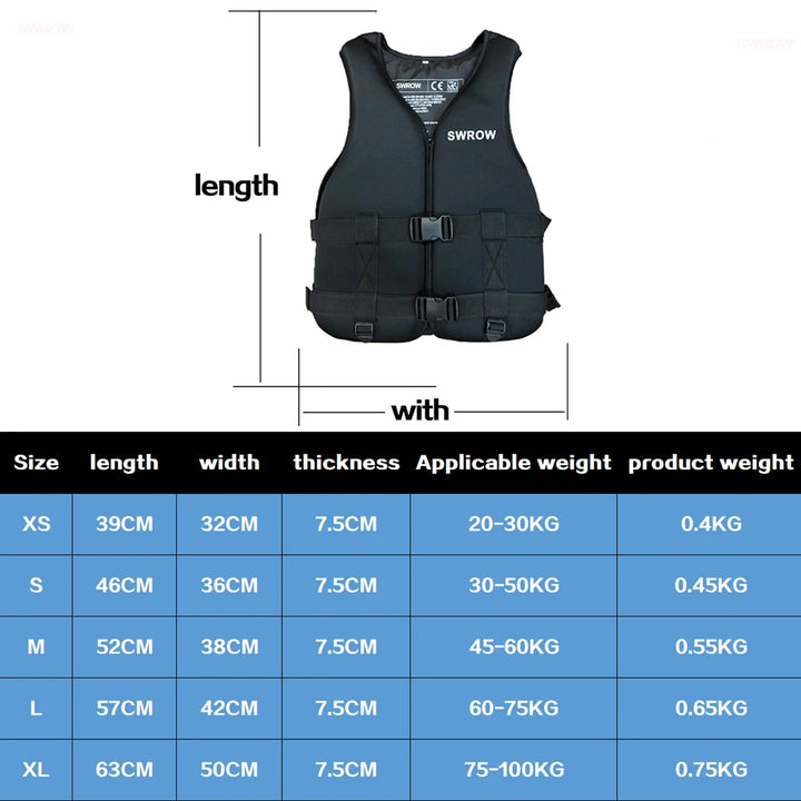 Neoprene Life Jacket – Adult & Kids Buoyancy Vest for Water Sports