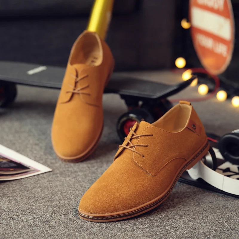 2024 Men’s Suede Leather Shoes – Oxford Casual Sneakers, Large Sizes