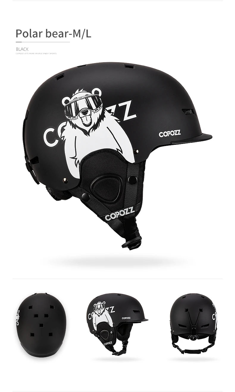 COPOZZ Cartoon Ski Helmet – Half-Cover Safety Helmet for Adults & Kids
