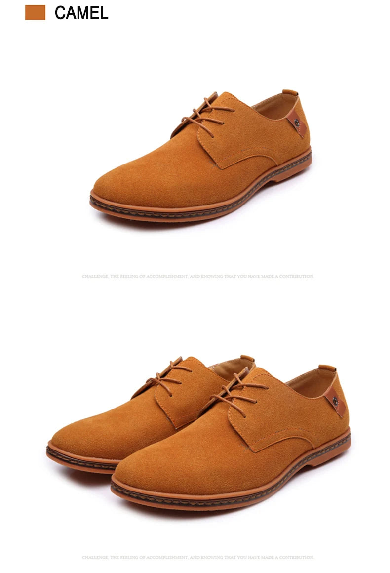 2024 Men’s Suede Leather Shoes – Oxford Casual Sneakers, Large Sizes
