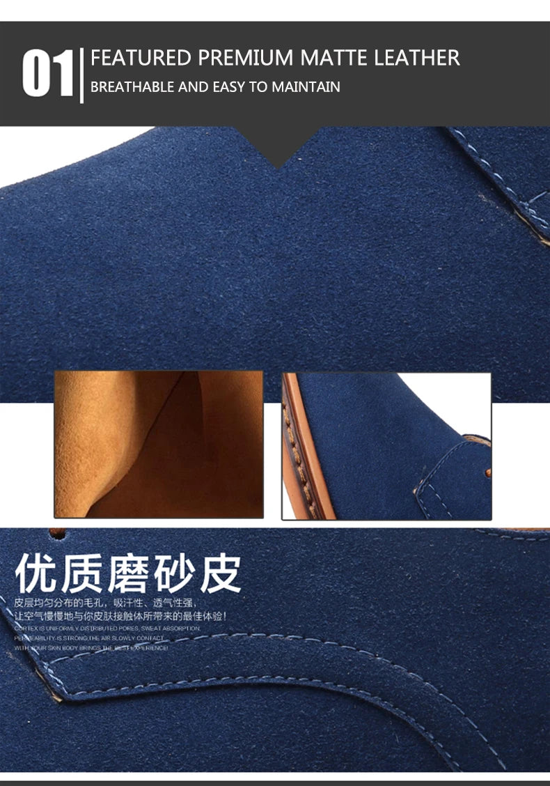 2024 Men’s Suede Leather Shoes – Oxford Casual Sneakers, Large Sizes