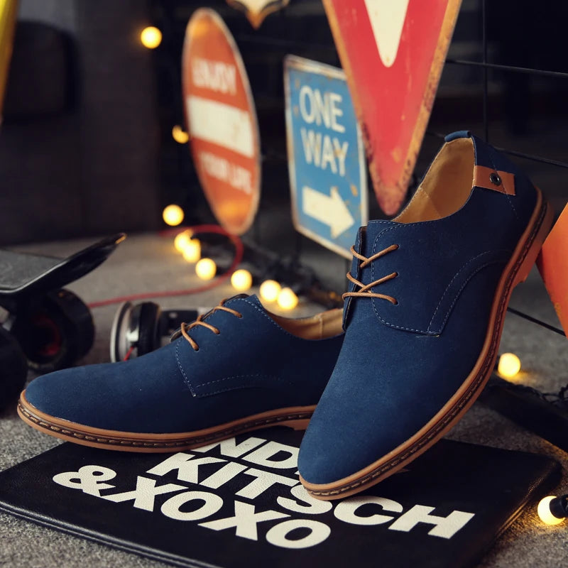 2024 Men’s Suede Leather Shoes – Oxford Casual Sneakers, Large Sizes