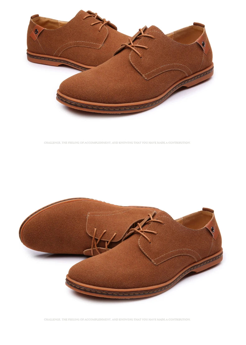 2024 Men’s Suede Leather Shoes – Oxford Casual Sneakers, Large Sizes