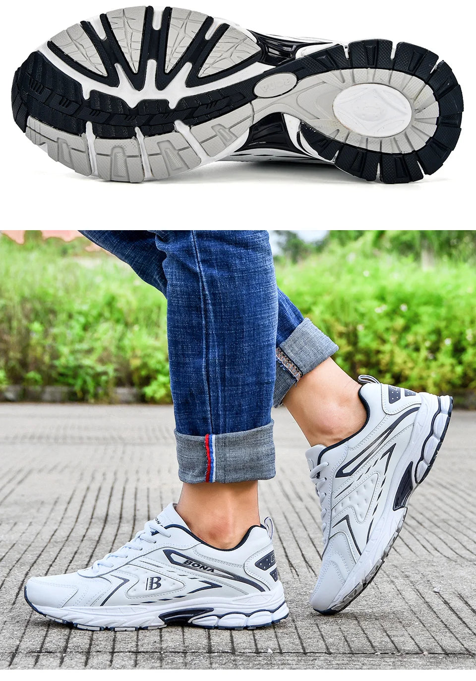 BONA Men’s Casual Shoes – Breathable Microfiber Sneakers, Trendy Outdoor Flats