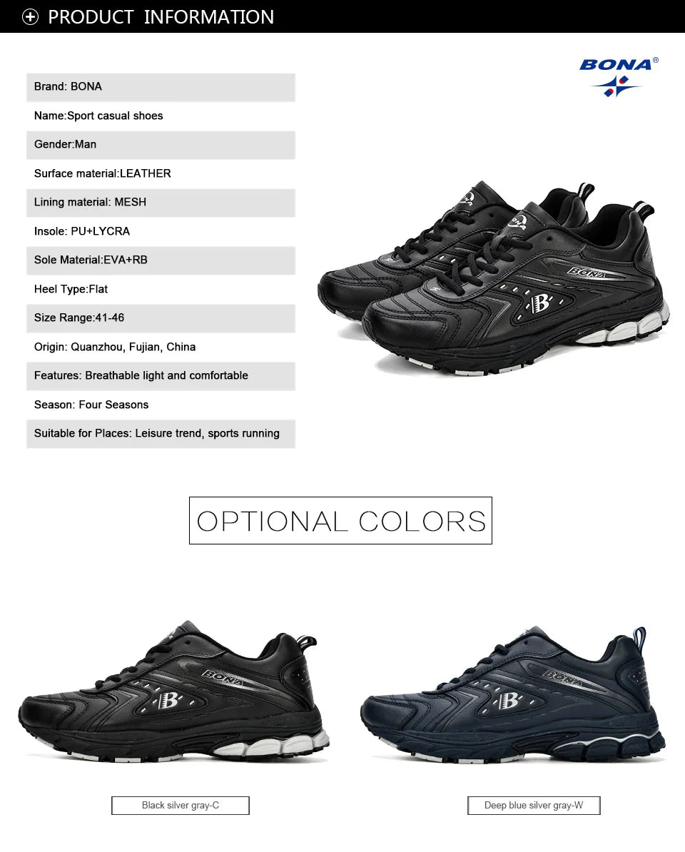 BONA Men’s Casual Shoes – Breathable Microfiber Sneakers, Trendy Outdoor Flats