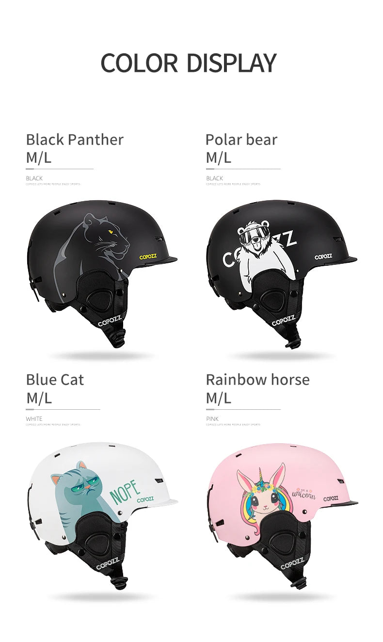 COPOZZ Cartoon Ski Helmet – Half-Cover Safety Helmet for Adults & Kids