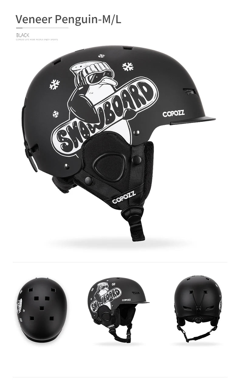 COPOZZ Cartoon Ski Helmet – Half-Cover Safety Helmet for Adults & Kids