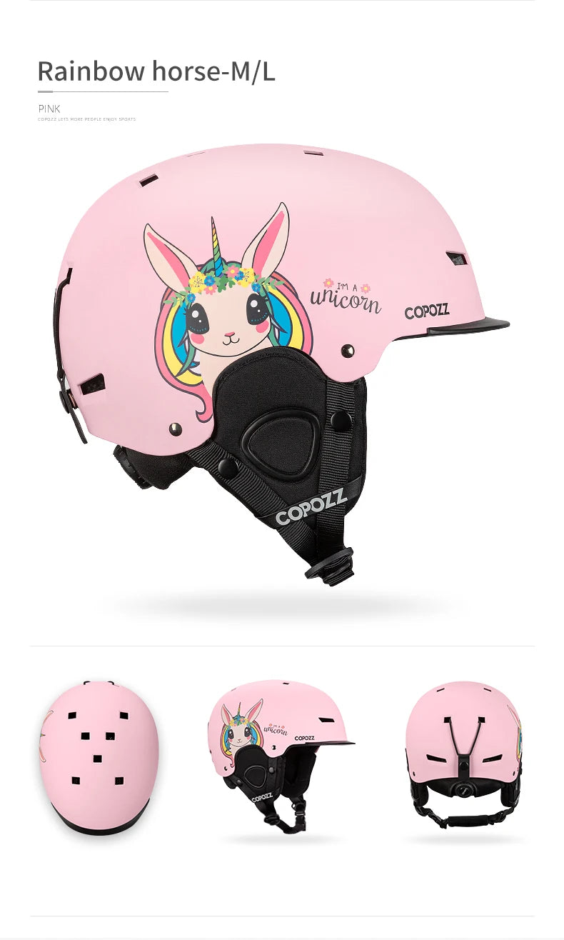 COPOZZ Cartoon Ski Helmet – Half-Cover Safety Helmet for Adults & Kids