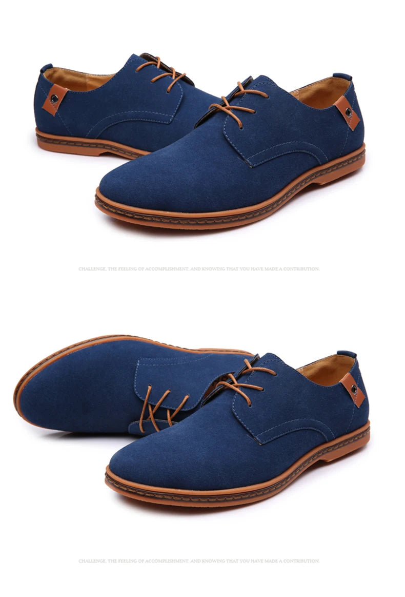 2024 Men’s Suede Leather Shoes – Oxford Casual Sneakers, Large Sizes