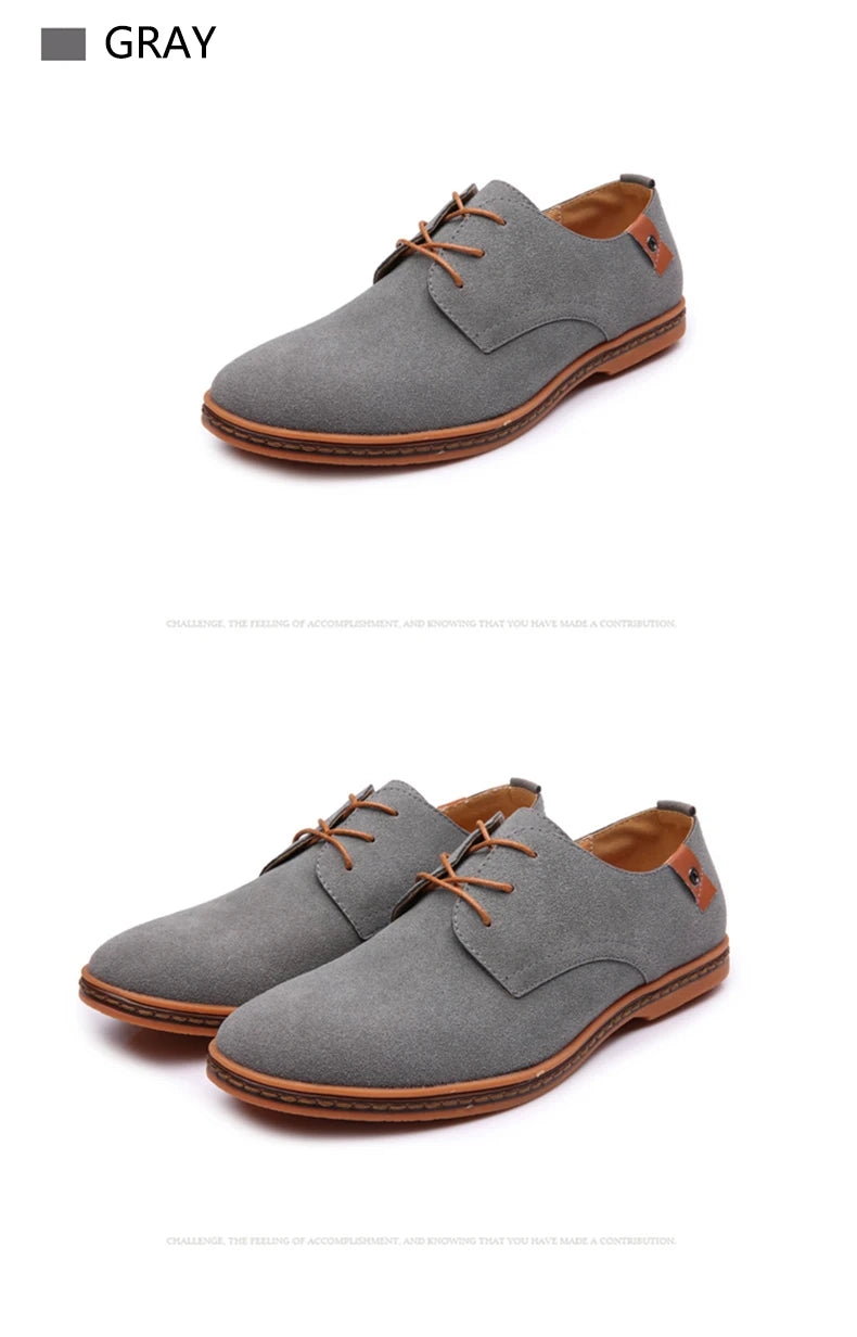 2024 Men’s Suede Leather Shoes – Oxford Casual Sneakers, Large Sizes