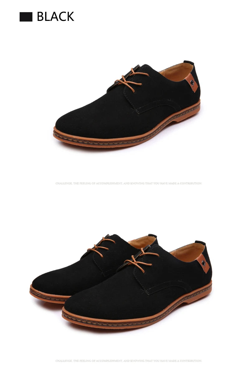 2024 Men’s Suede Leather Shoes – Oxford Casual Sneakers, Large Sizes