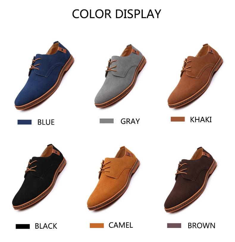 2024 Men’s Suede Leather Shoes – Oxford Casual Sneakers, Large Sizes