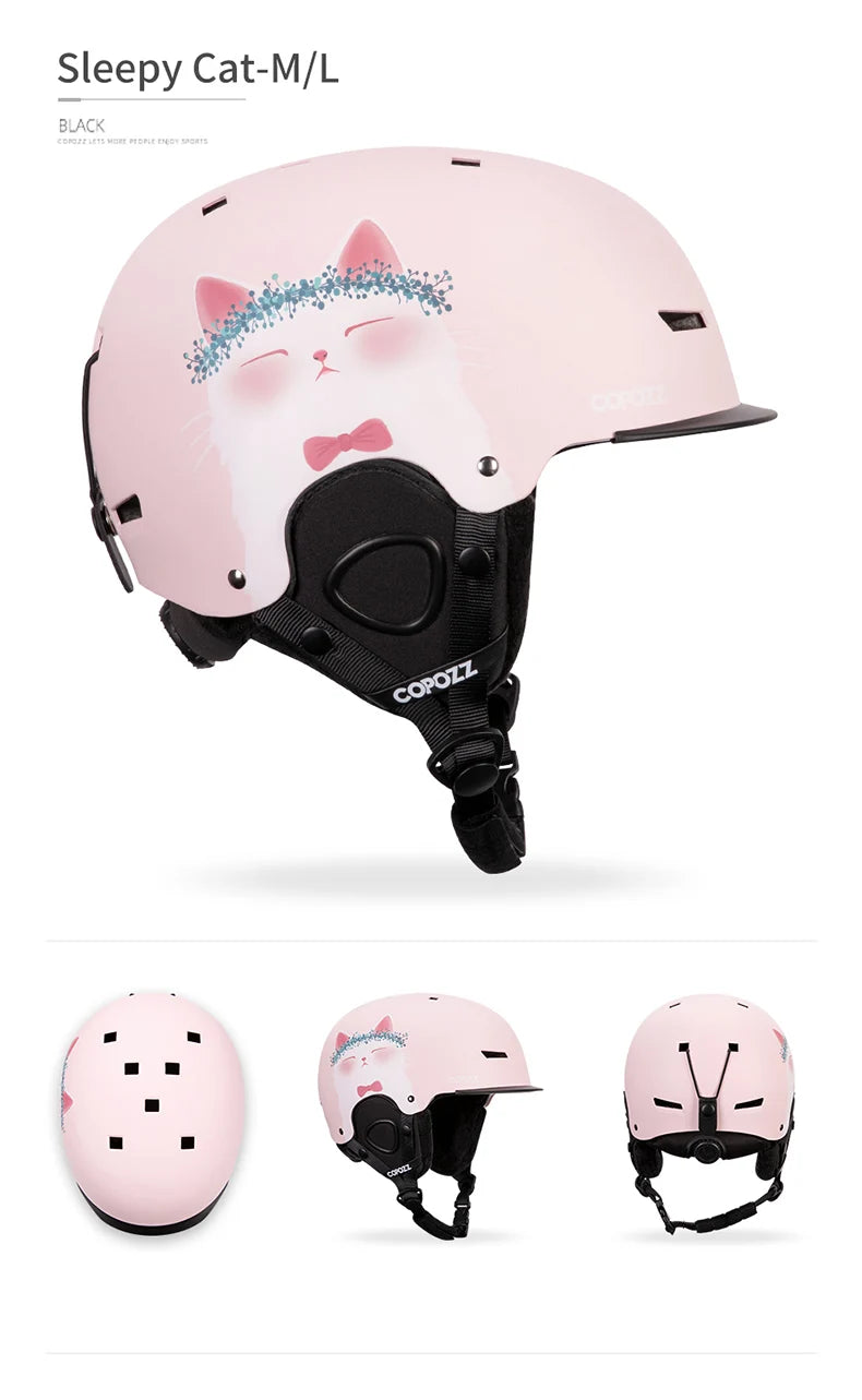 COPOZZ Cartoon Ski Helmet – Half-Cover Safety Helmet for Adults & Kids