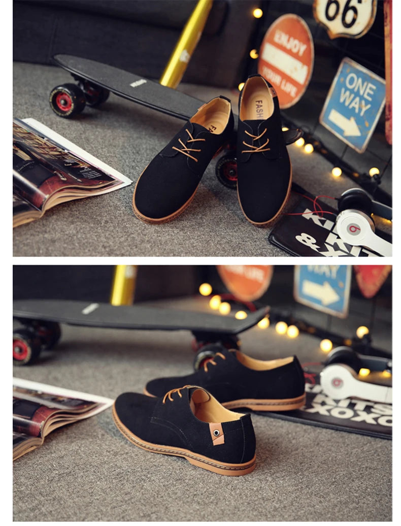 2024 Men’s Suede Leather Shoes – Oxford Casual Sneakers, Large Sizes