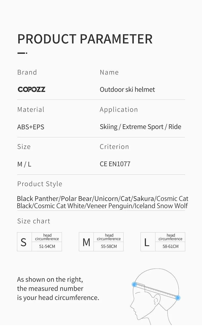 COPOZZ Cartoon Ski Helmet – Half-Cover Safety Helmet for Adults & Kids