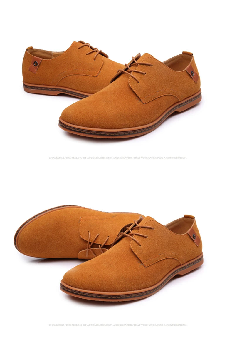 2024 Men’s Suede Leather Shoes – Oxford Casual Sneakers, Large Sizes