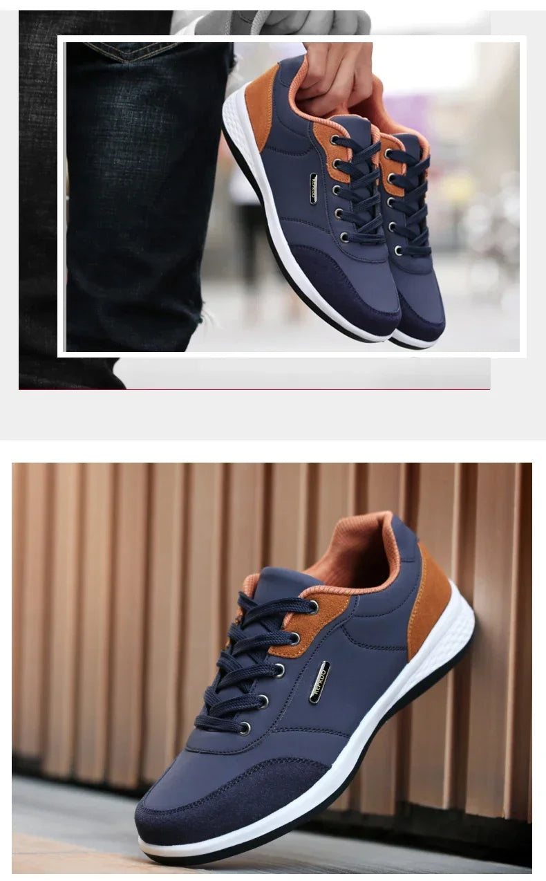 YRZL Men’s Waterproof Sneakers – Leather Walking & Sports Shoes