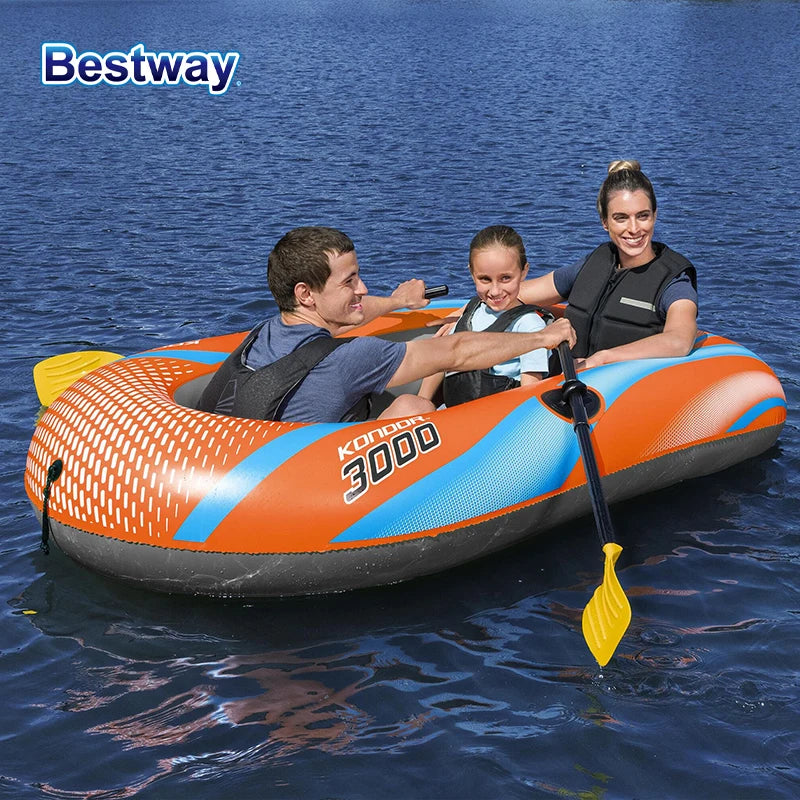 Bestway Inflatable Kayak – Heavy Duty PVC Rafting Boat for 1–3 Persons