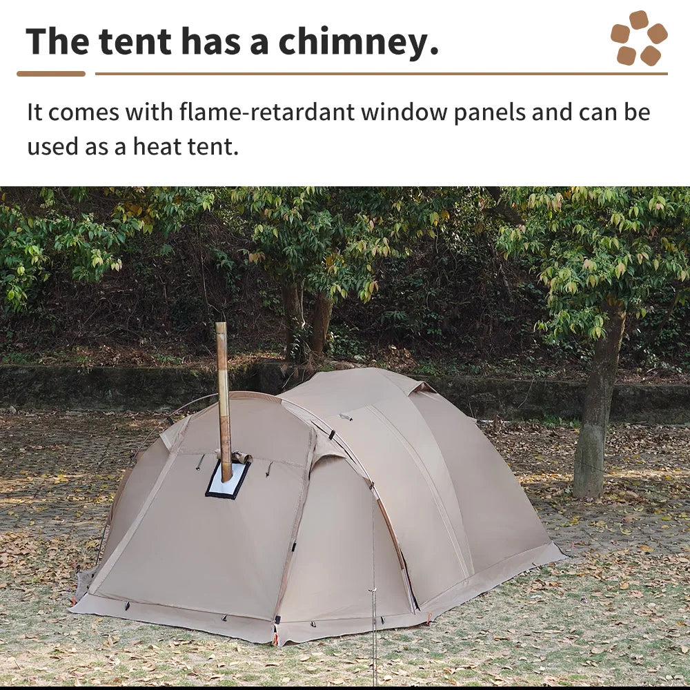 2-Person Fireproof Winter Tent – Waterproof 4-Season Dome with Stove Jack