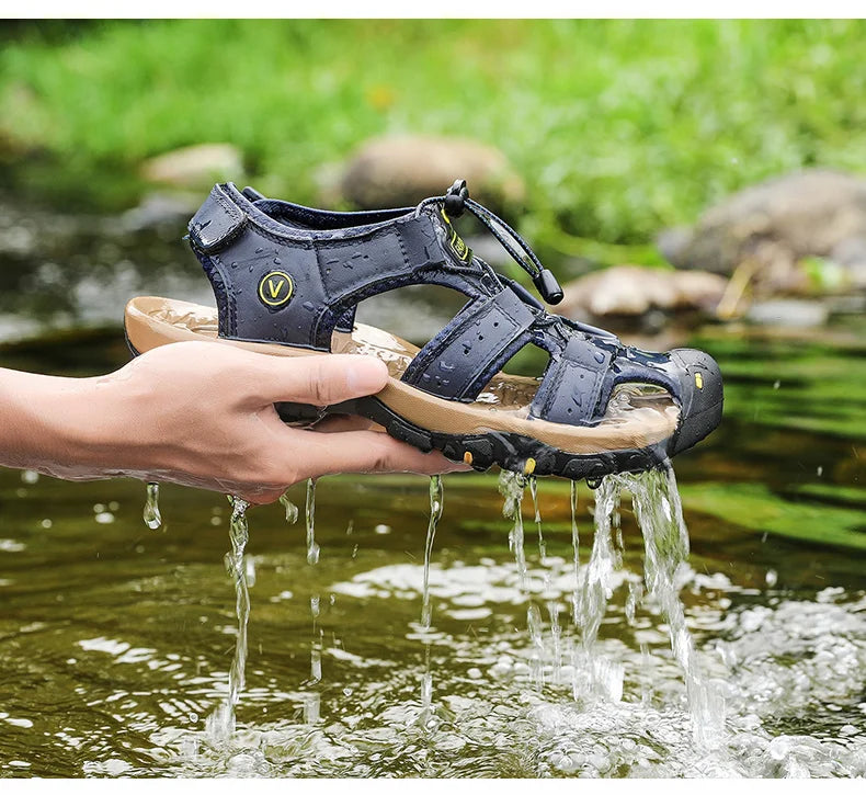 Men’s Summer Leather Sandals – Casual Outdoor & Beach Shoes