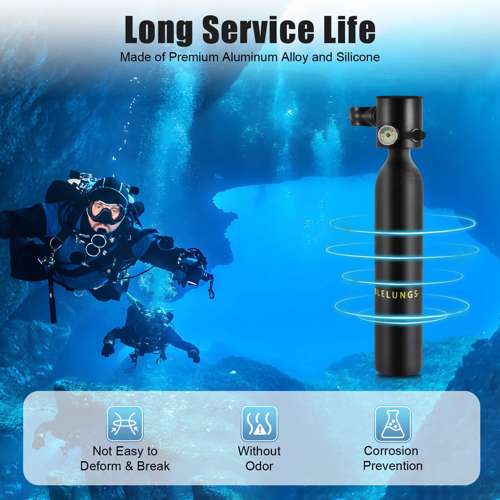 0.5L Mini Scuba Tank – Portable Diving Cylinder for 5–10 Min Underwater Use