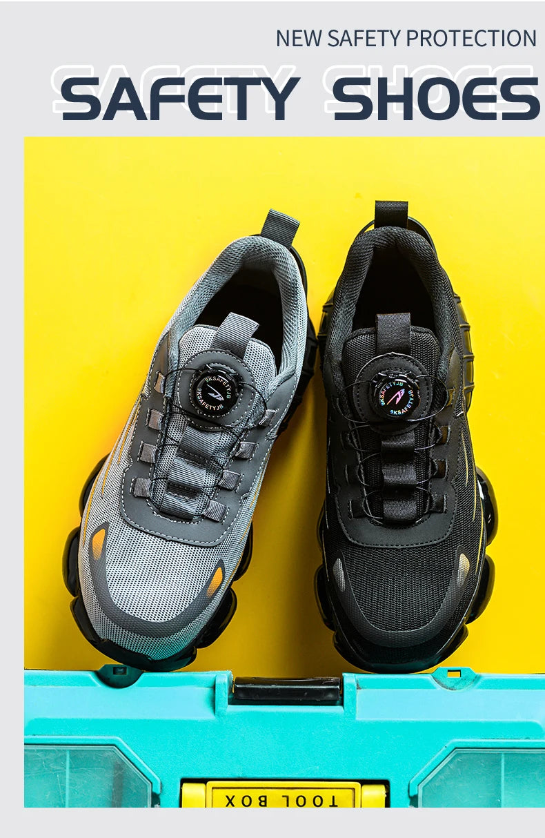Breathable Anti-Smash Labour Shoes – Lace-Free Soft Sole Safety Footwear