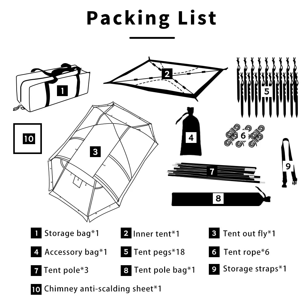 2-Person Fireproof Winter Tent – Waterproof 4-Season Dome with Stove Jack