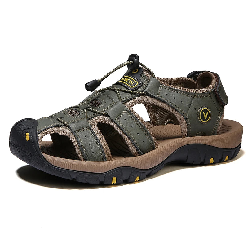 Men’s Summer Leather Sandals – Casual Outdoor & Beach Shoes
