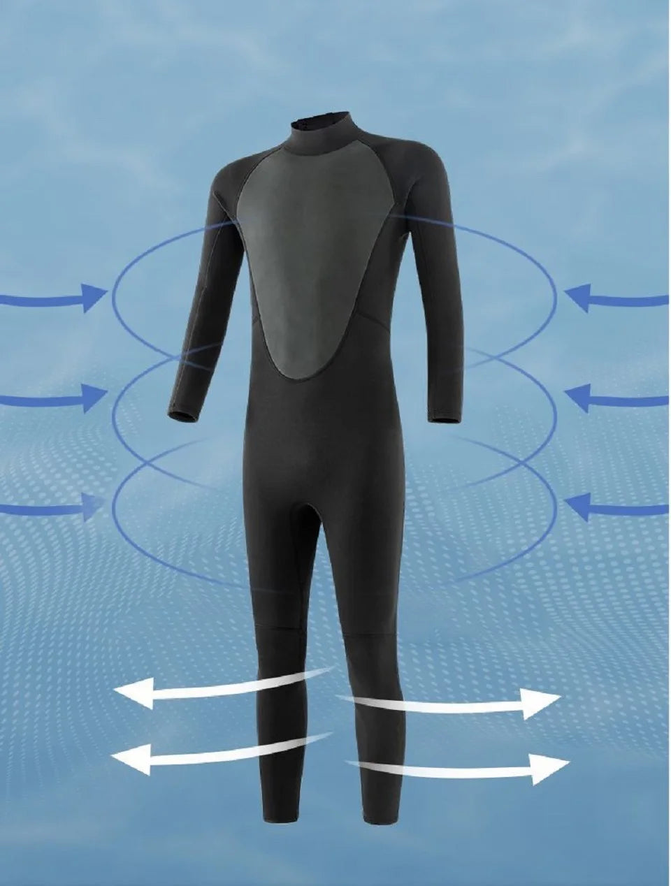 3mm/2mm Neoprene Wetsuit – Full Body Thermal Diving & Water Sports Suit