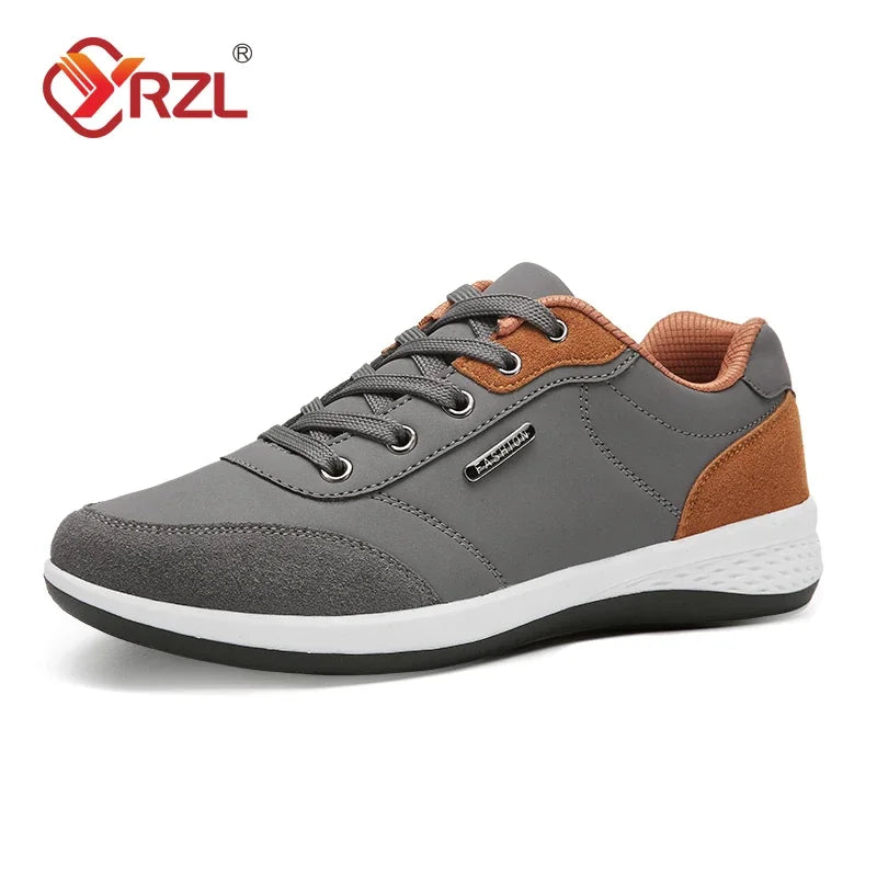 YRZL Men’s Waterproof Sneakers – Leather Walking & Sports Shoes