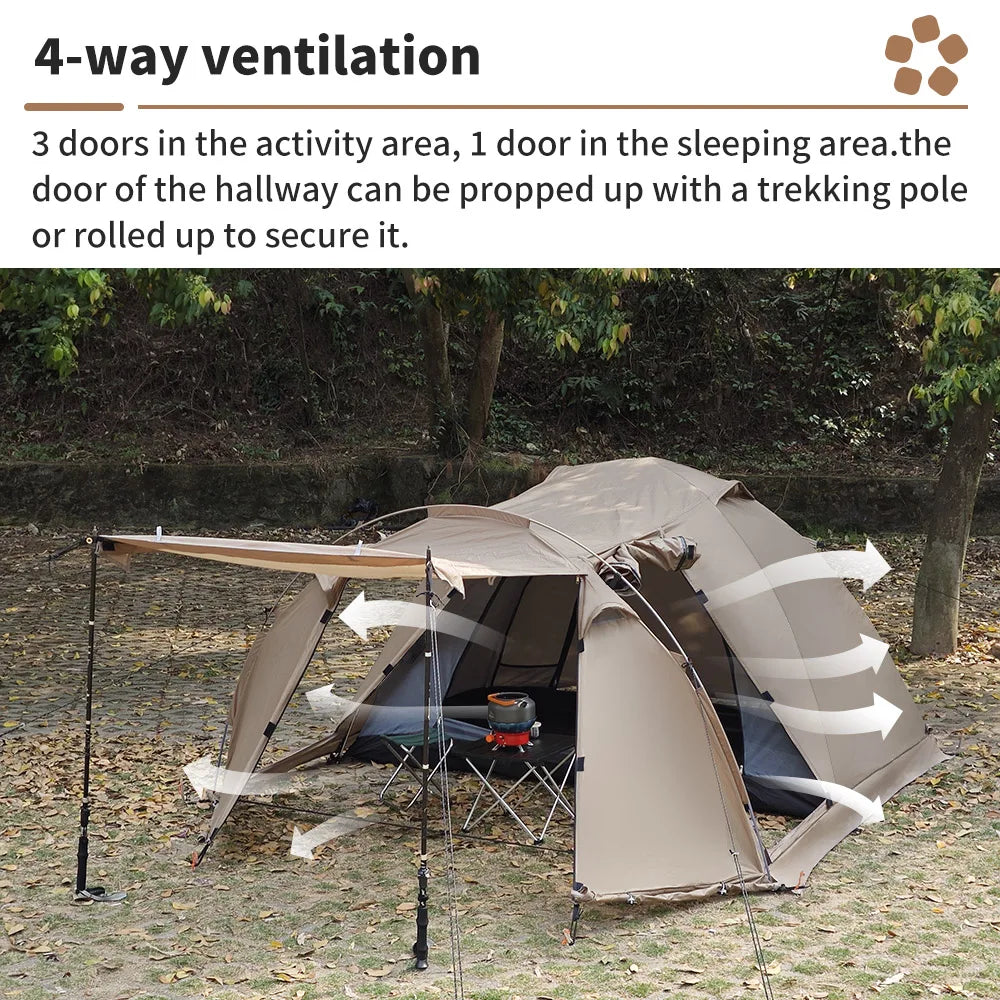 2-Person Fireproof Winter Tent – Waterproof 4-Season Dome with Stove Jack