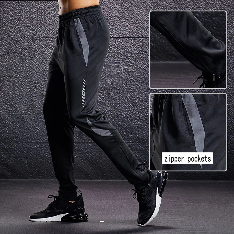 Men’s Sports Running Pants – Zipper Pocket Training Trousers