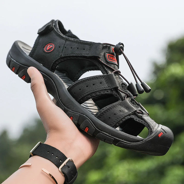 Men’s Summer Leather Sandals – Casual Outdoor & Beach Shoes