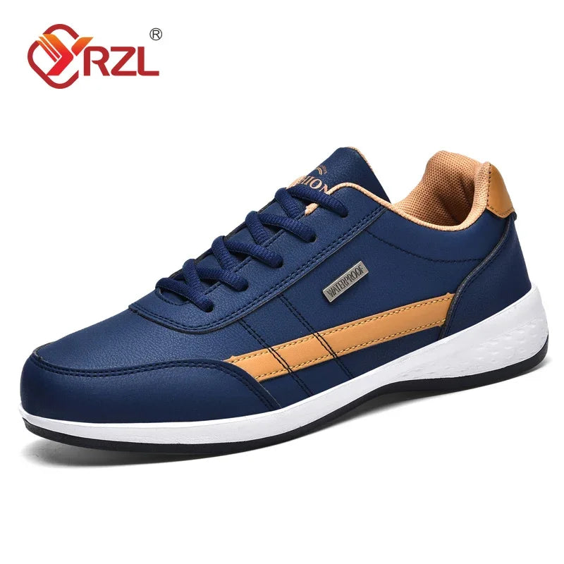 YRZL Men’s Waterproof Sneakers – Leather Walking & Sports Shoes