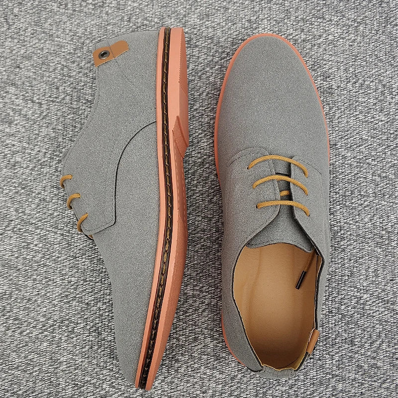 2024 Men’s Suede Leather Shoes – Oxford Casual Sneakers, Large Sizes