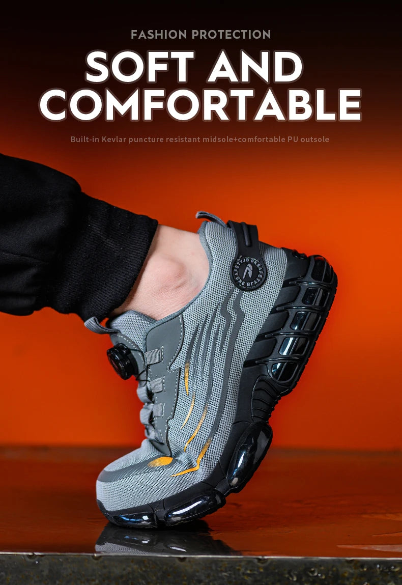 Breathable Anti-Smash Labour Shoes – Lace-Free Soft Sole Safety Footwear