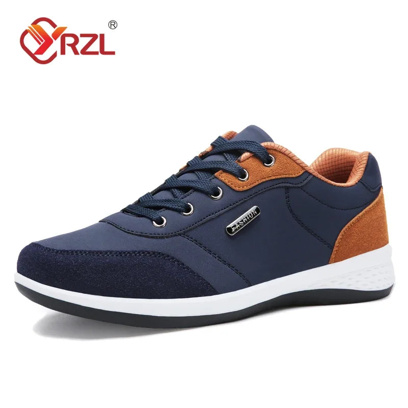 YRZL Men’s Waterproof Sneakers – Leather Walking & Sports Shoes