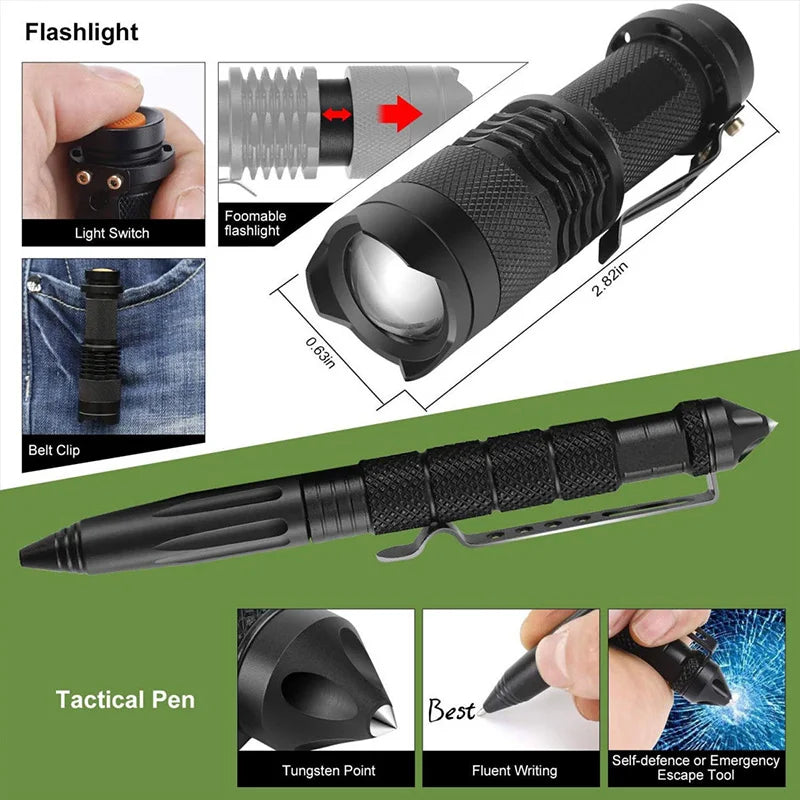 18in1 Multifunctional Emergency Equipment Outdoor Survival Kit Military Outdoor Travel Exploration Camping Tools First Aid Kits